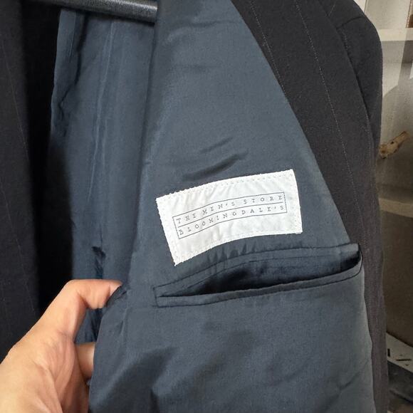 Giorgio Armani Black Wool Pinstripe 2 Pc Suit 40S Double Breasted Jacket Pants - Picture 8 of 11